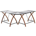 Glass L-Shape Desk with Pull-Out Keyboard Tray S995251