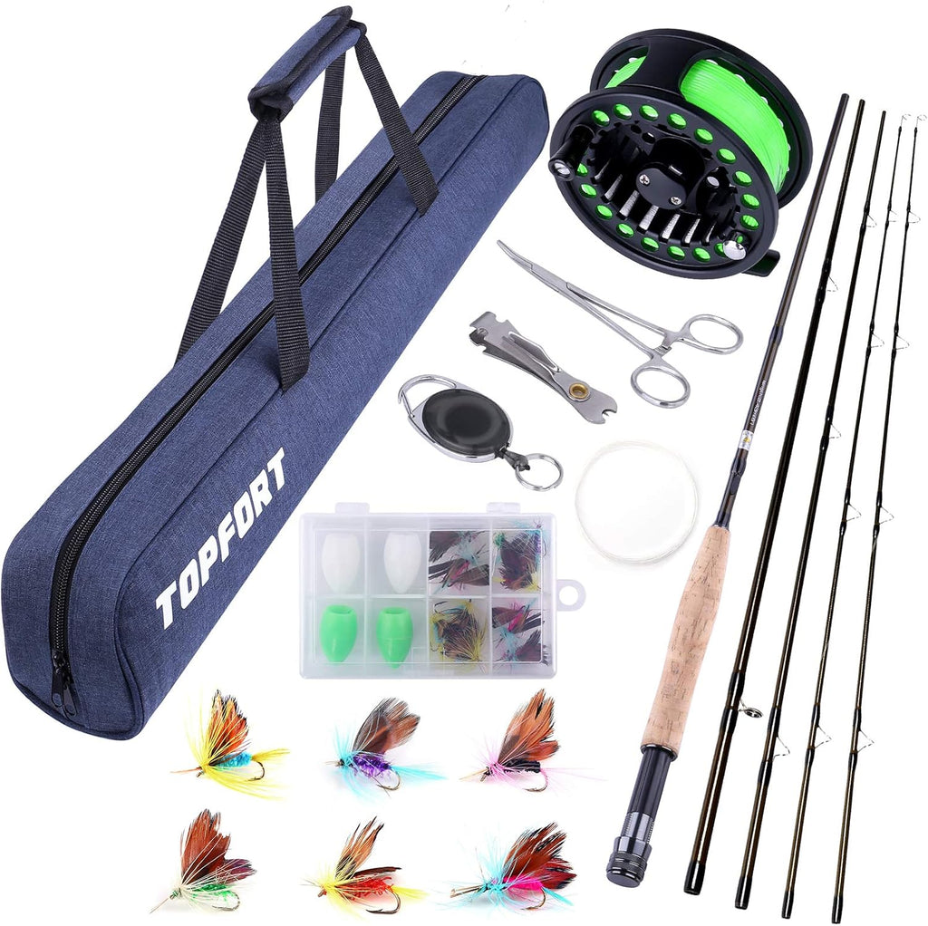 4 Piece Graphite Fly Rod and Reel Combo Starter Kit with Carrier Bag F9214