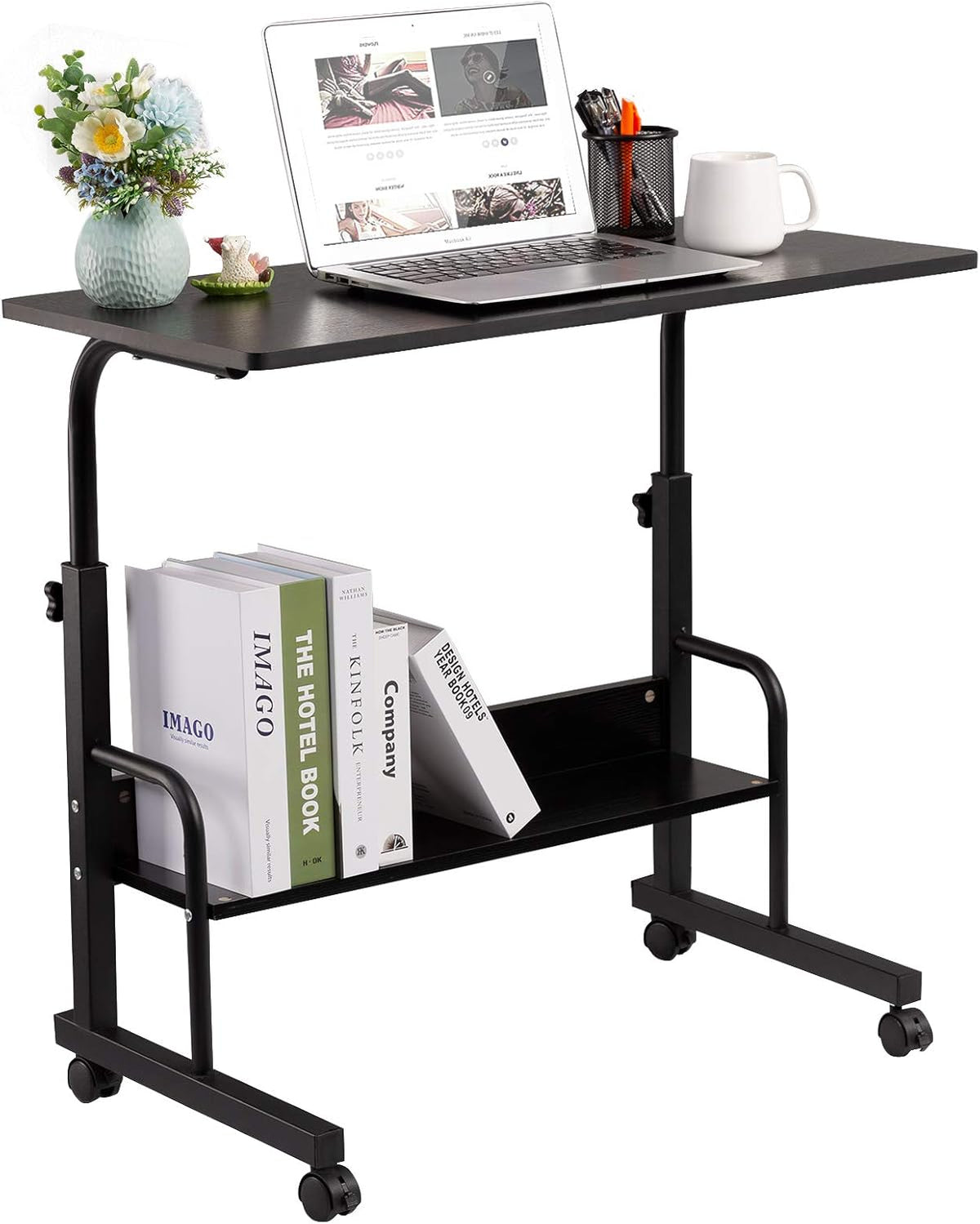 Oak Mobile Side Table with Wheels T67562