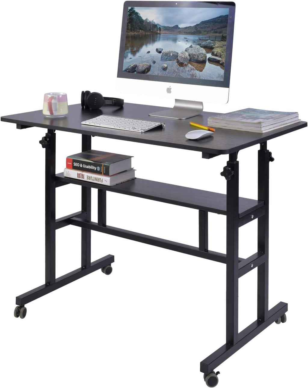 Black 31.5 x 19.7 Mobile Standing Desk M74036