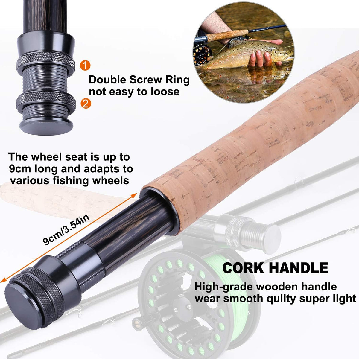 4 Piece Graphite Fly Rod and Reel Combo Starter Kit with Carrier Bag F9214