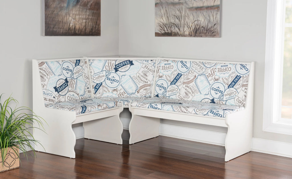 White Corner Dining Nook with Table and Bench A84661
