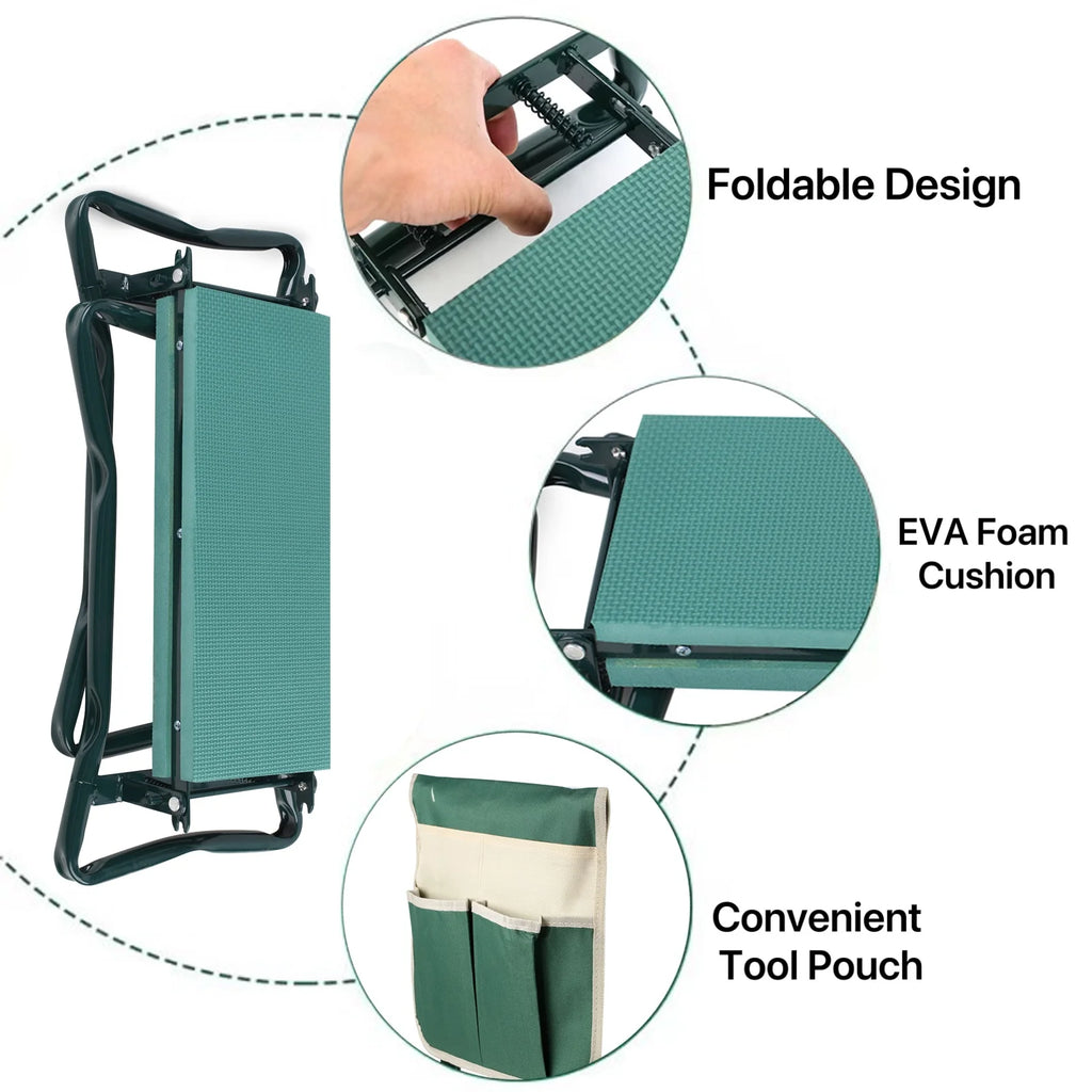 Folding Garden Kneeler Seat Bench with Stool Pouch V235