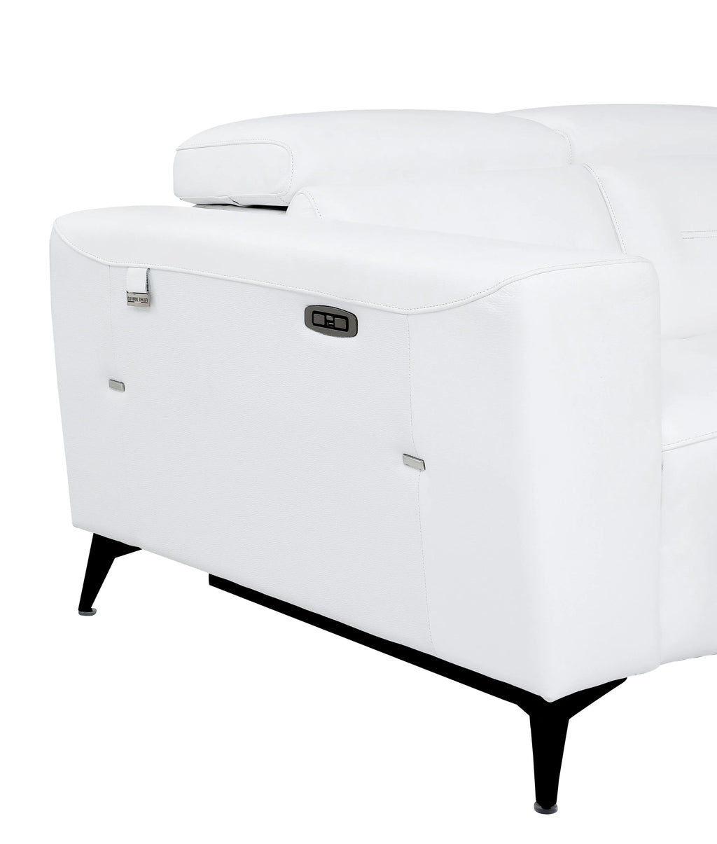 White Top Grain Italian Leather Power Recliner Loveseat Q7621