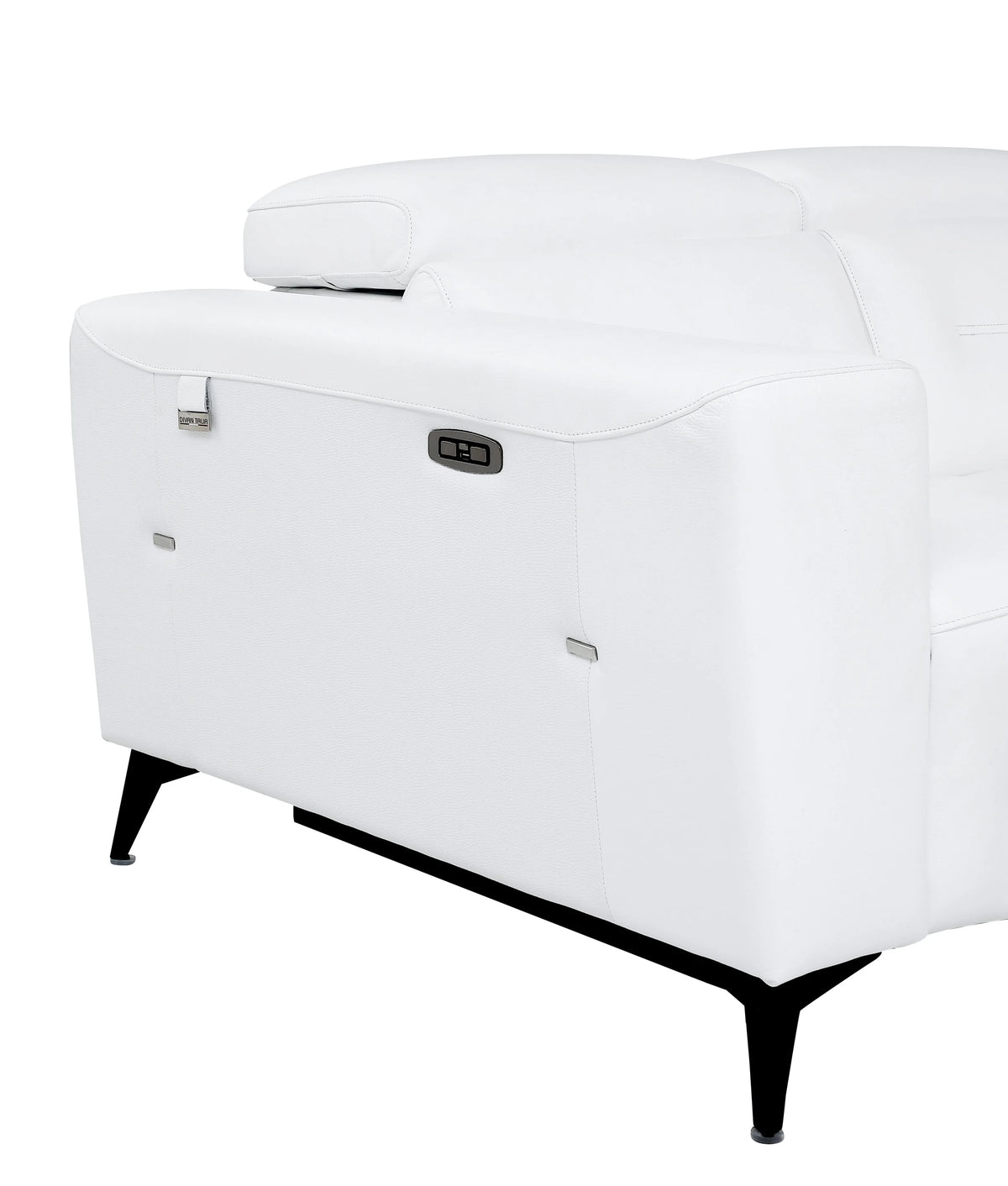 White Top Grain Italian Leather Power Recliner Loveseat Q7621