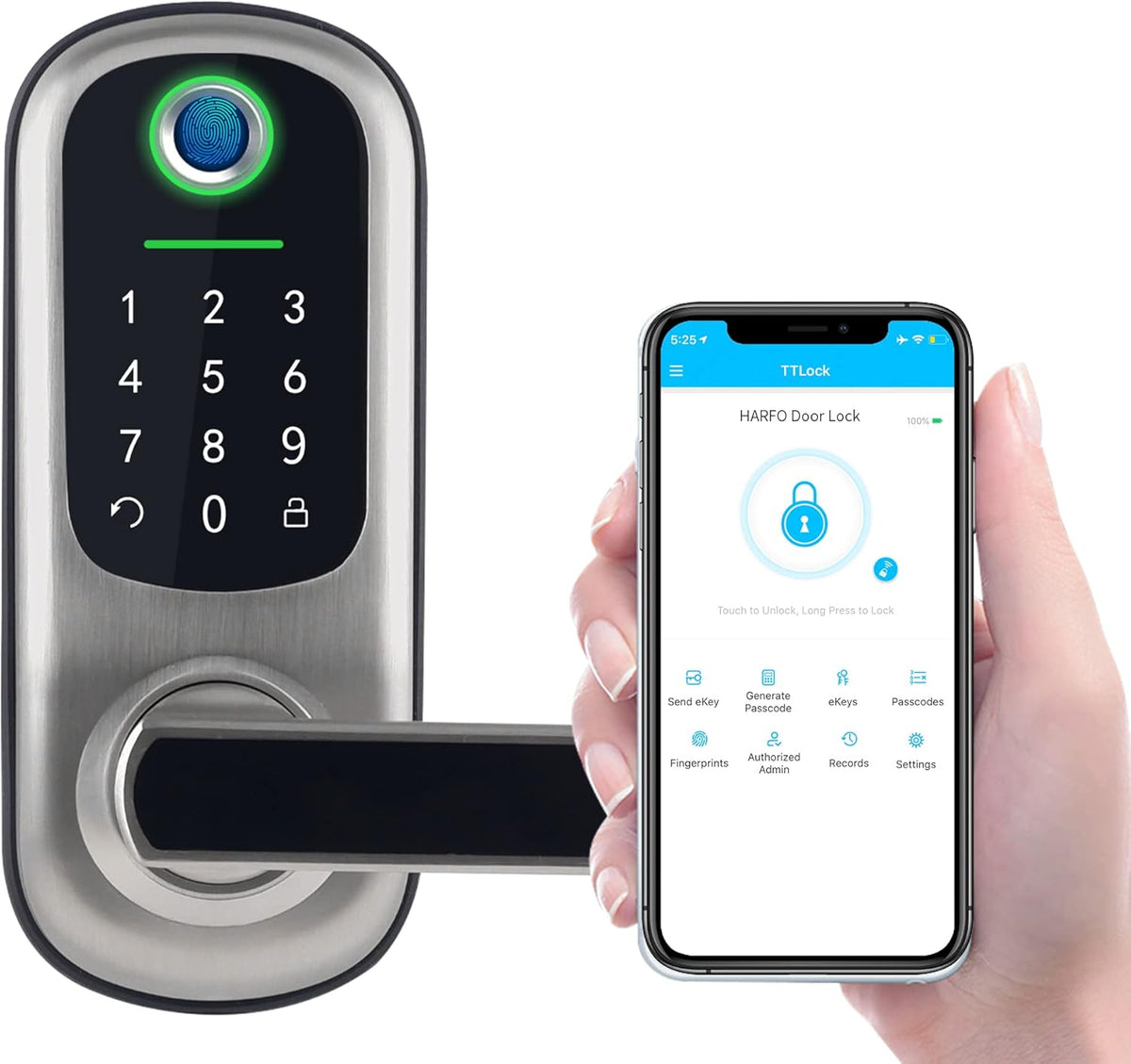 Keyless Electronic Door Lock with Reversible Handle (Satin Nickel) W696247