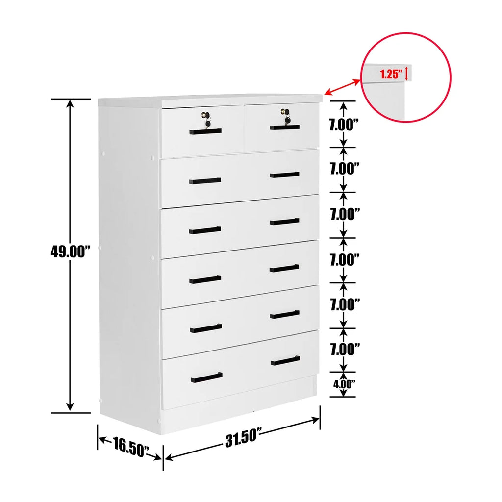 Black 4 Drawer Wooden Dresser with Lock I921795
