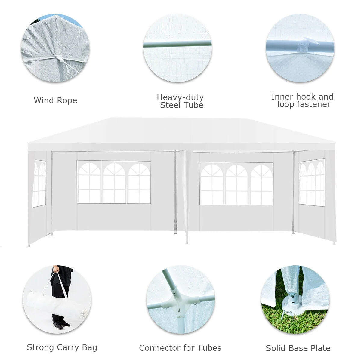 10'x20' Canopy Tent with 4 Sidewalls and Carry Bag S356