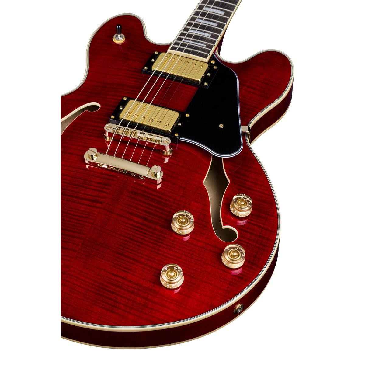 Trans Cherry Semi-Hollow Guitar E1718