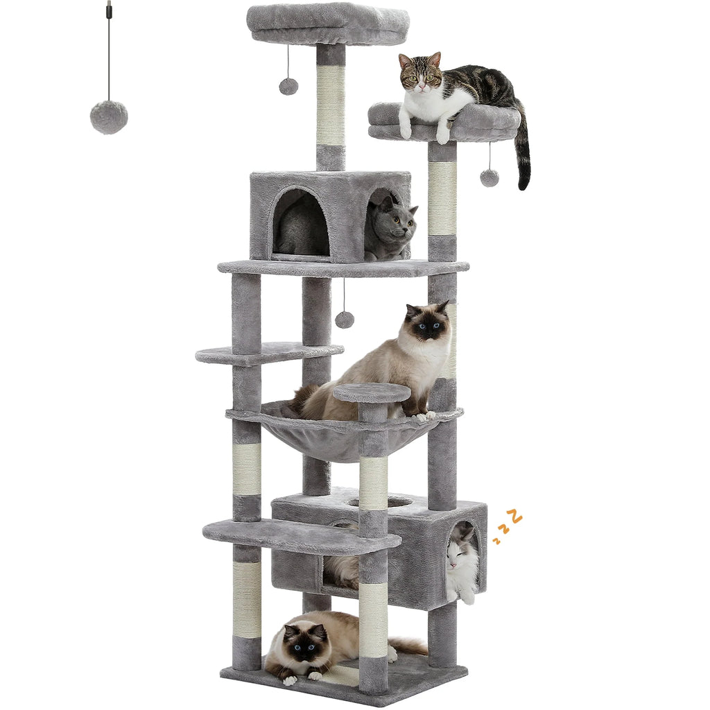 Gray Multi Level Cat Tree with 7 Scratching Posts G187