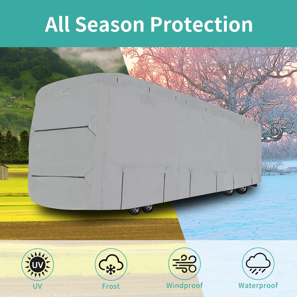 RV Cover, Extra-Thick 4 Layers Anti-UV Top Panel, Fits 33'- 37' Motorhome X2736
