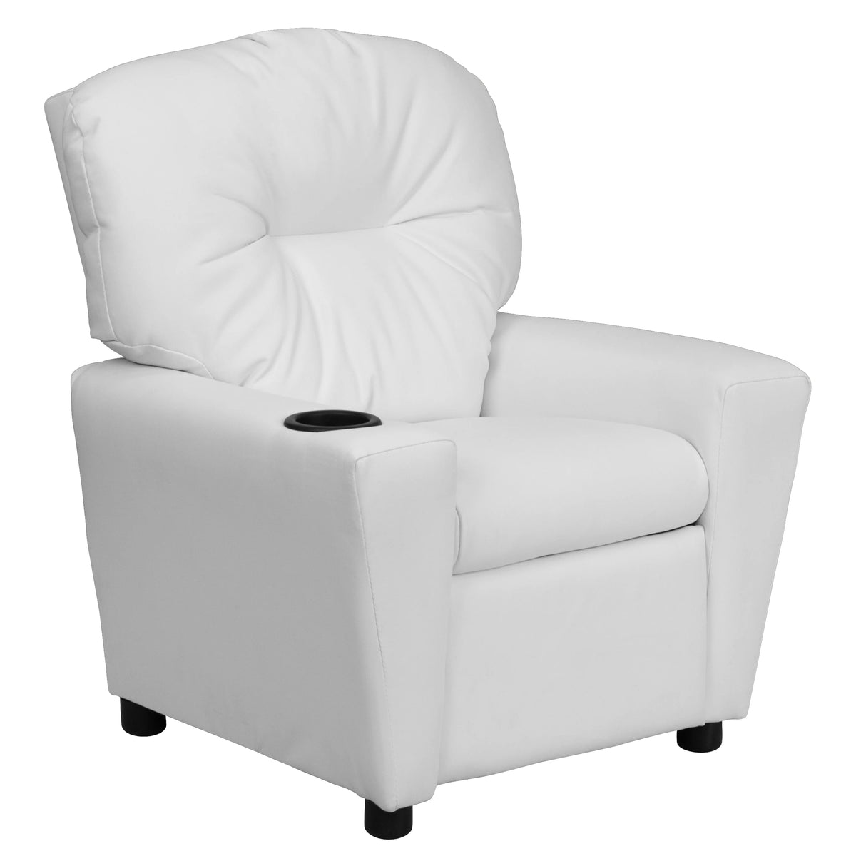 White Vinyl Kids Recliner with Cup Holder M723