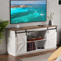 White Sliding Barn Door TV Stand J753077
