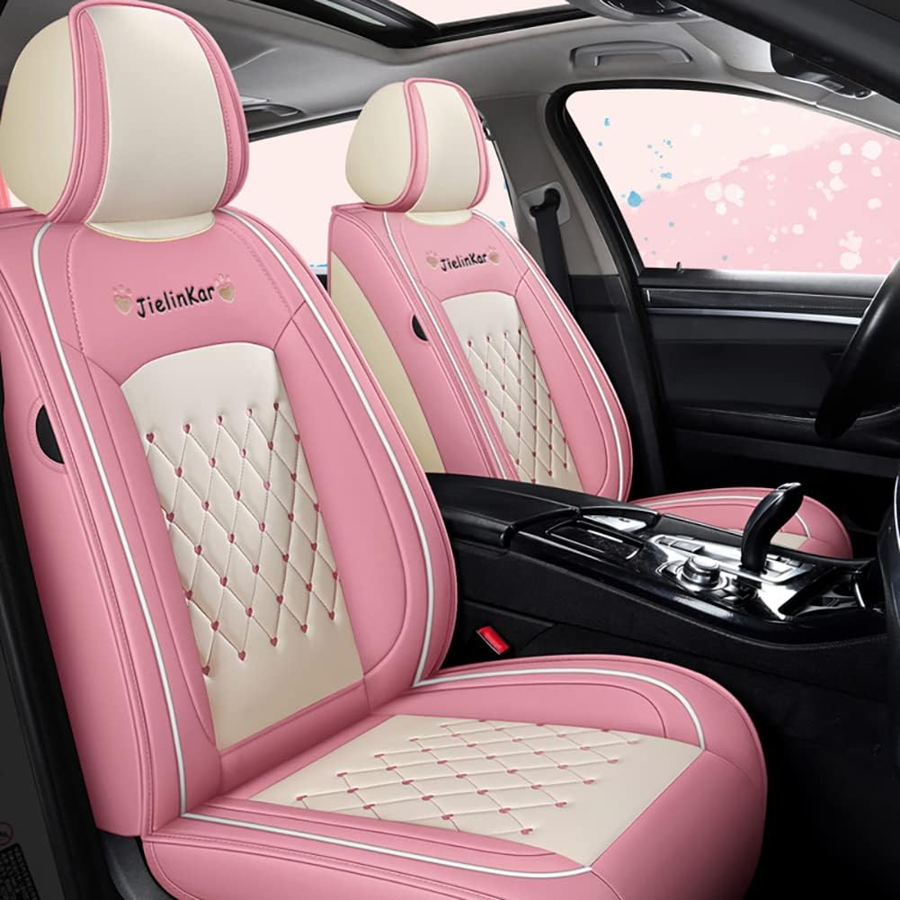 Green-White Waterproof PU Leather Car Seat Covers Full Set Z5981