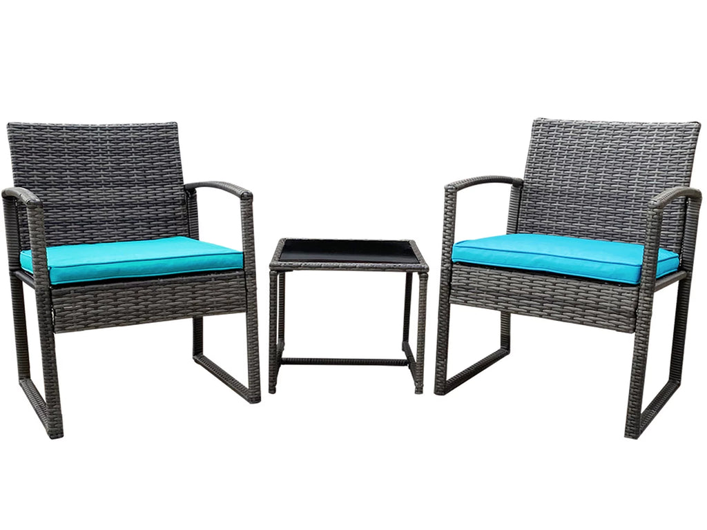 3-Piece Rattan Outdoor Furniture Set with Glass Coffee Table I539463