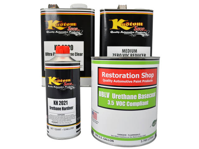 Red Low VOC Urethane Basecoat Clearcoat Car Paint Complete Gallon Kit B9168