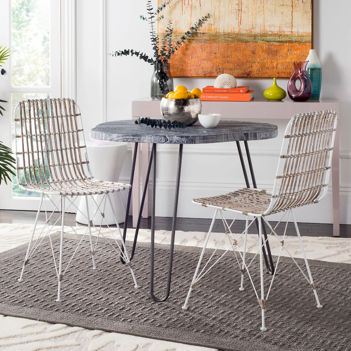White Wash Wicker Dining Chair Set of 2 G1845