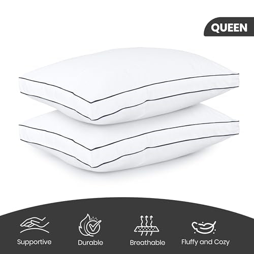 King Size White Set of 2 Gusseted Bed Pillows H103