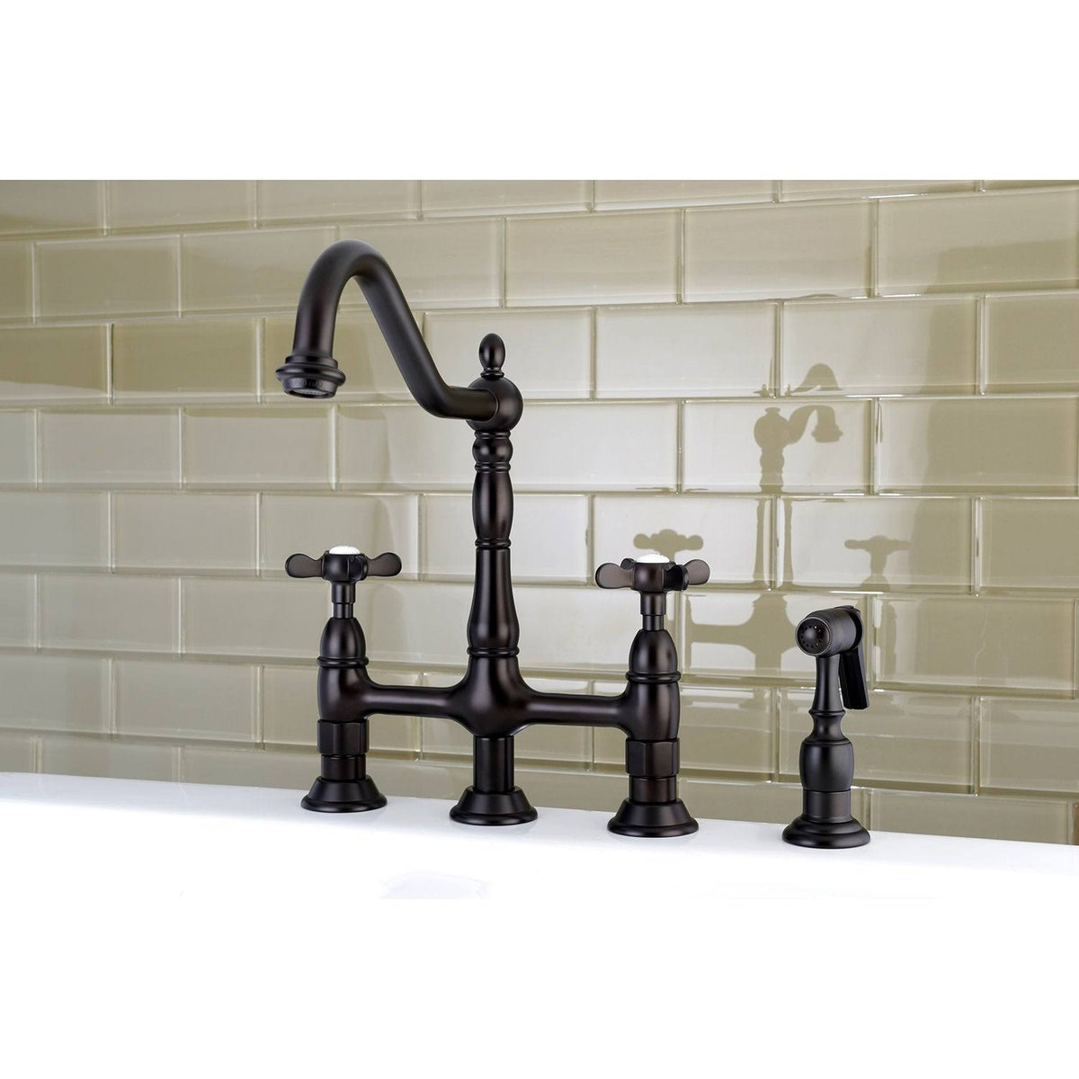 Brushed Nickel Kitchen Faucet with Brass Sprayer U3045