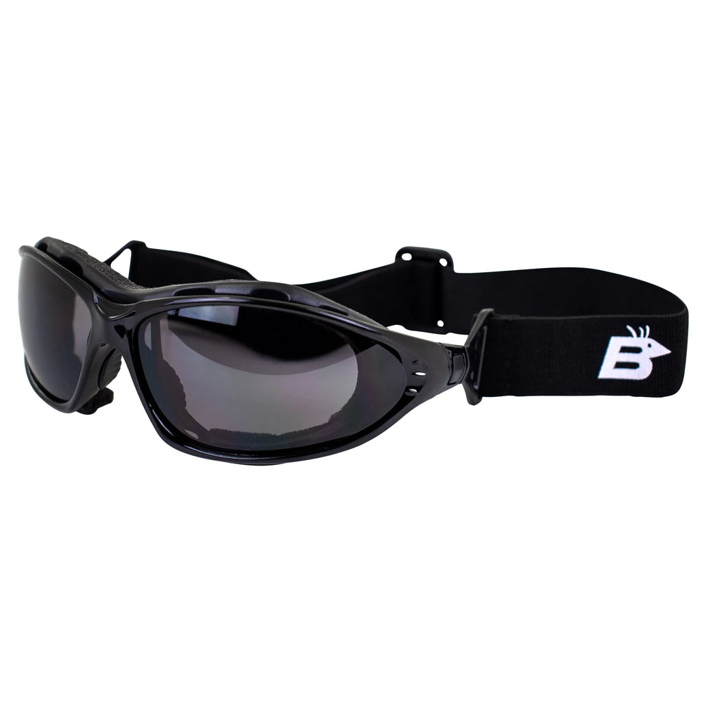2 Pairs Padded Motorcycle Glasses Convertible to Goggles Shatterproof UV400 Black I85376