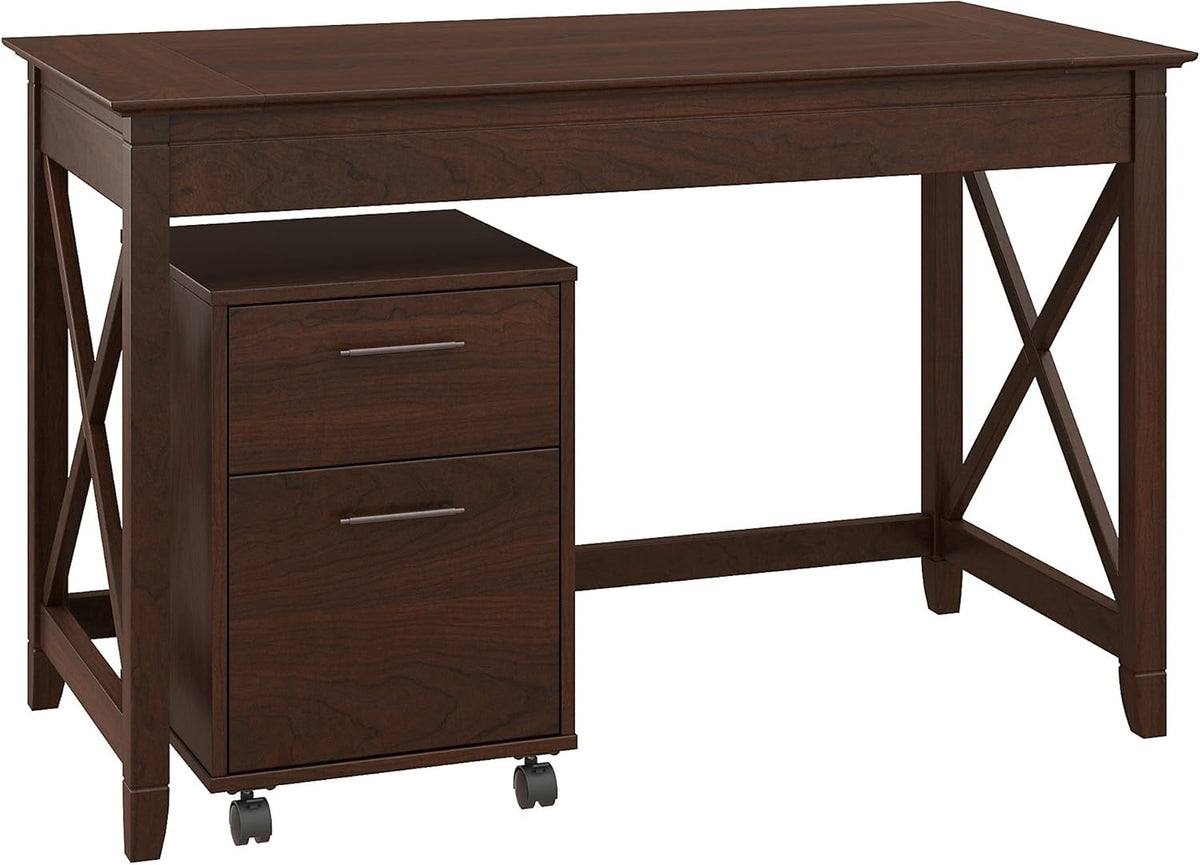 Washed Gray Writing Desk with 2 Drawer Mobile File Cabinet A31706