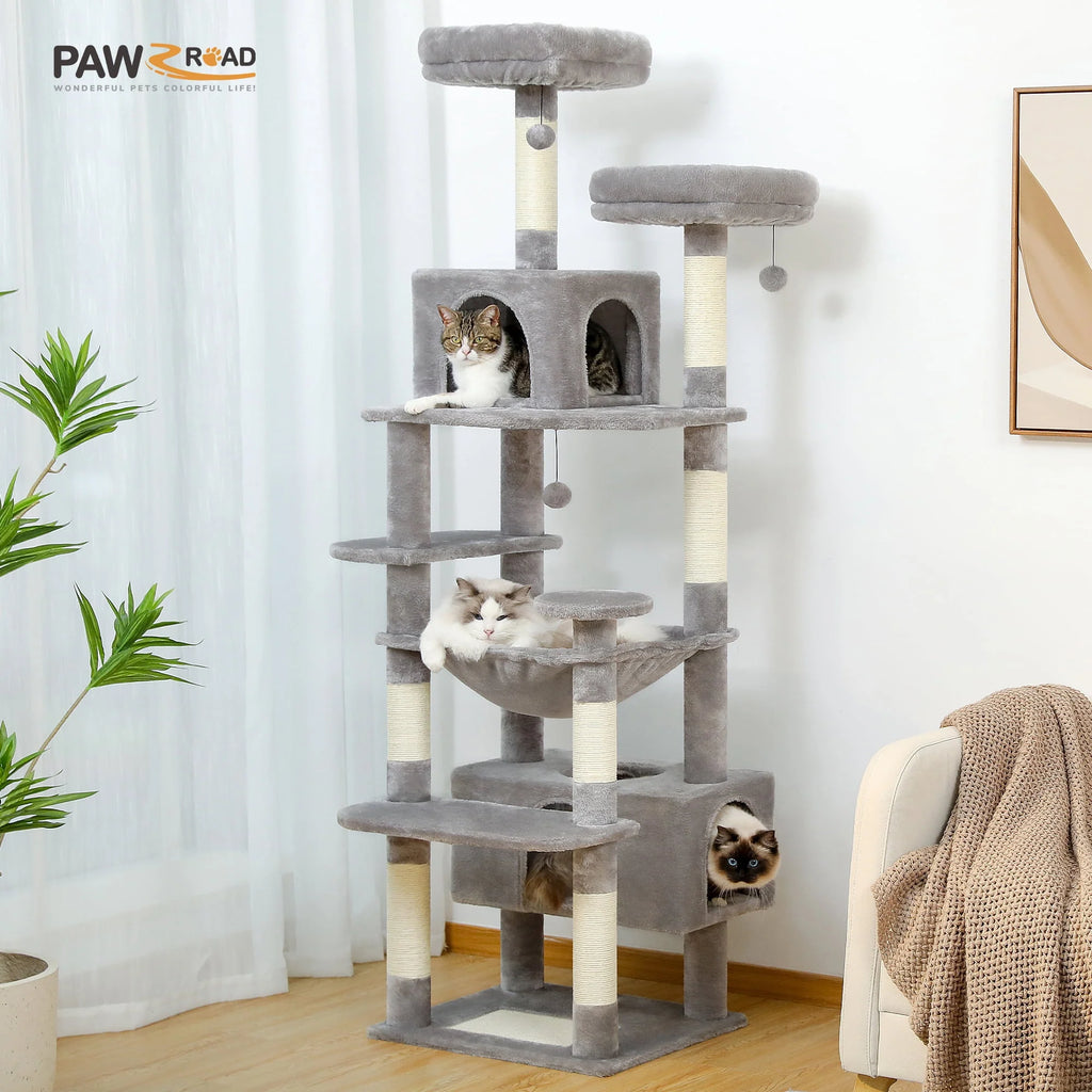 Gray Multi Level Cat Tree with 7 Scratching Posts G187