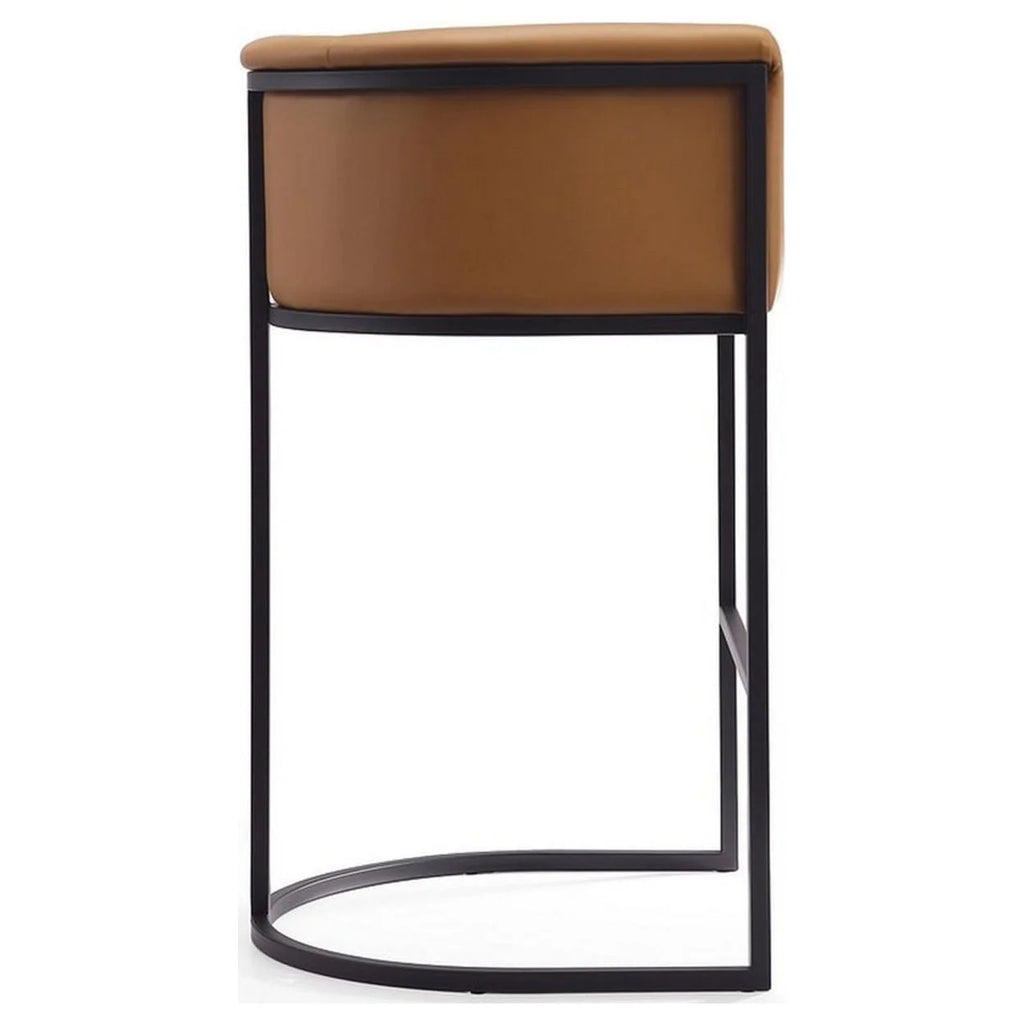 Camel and Black Metal Barstool (Set of 3) L13909