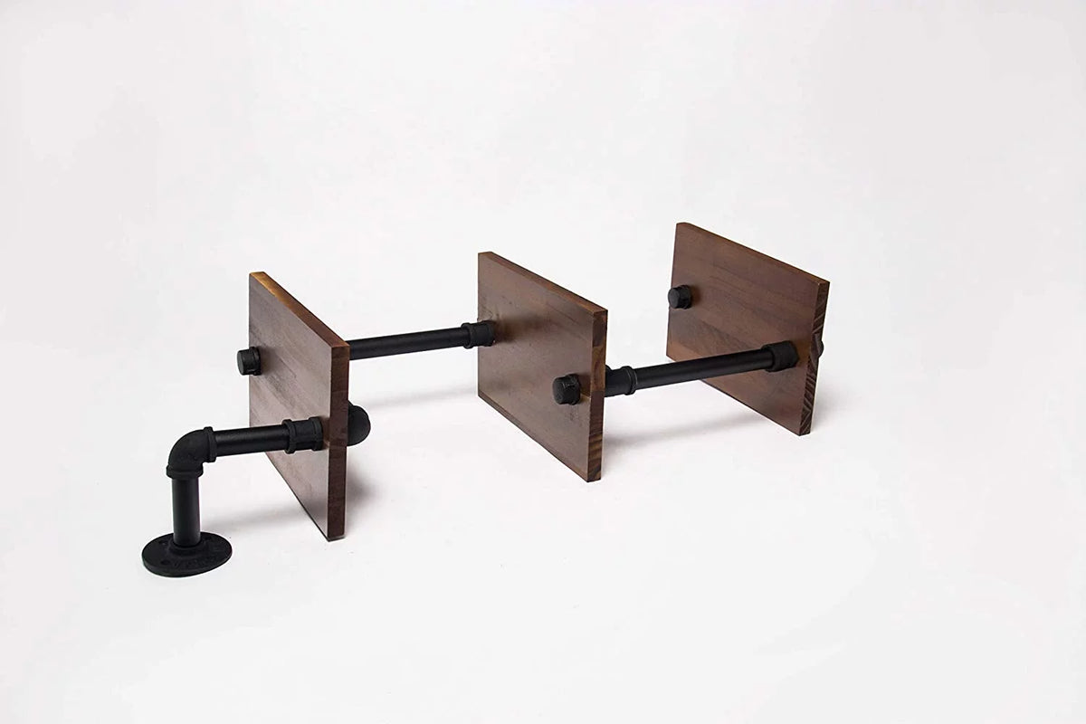 Black 3 Tier Wall-Mounted Pipe Shelves V7394