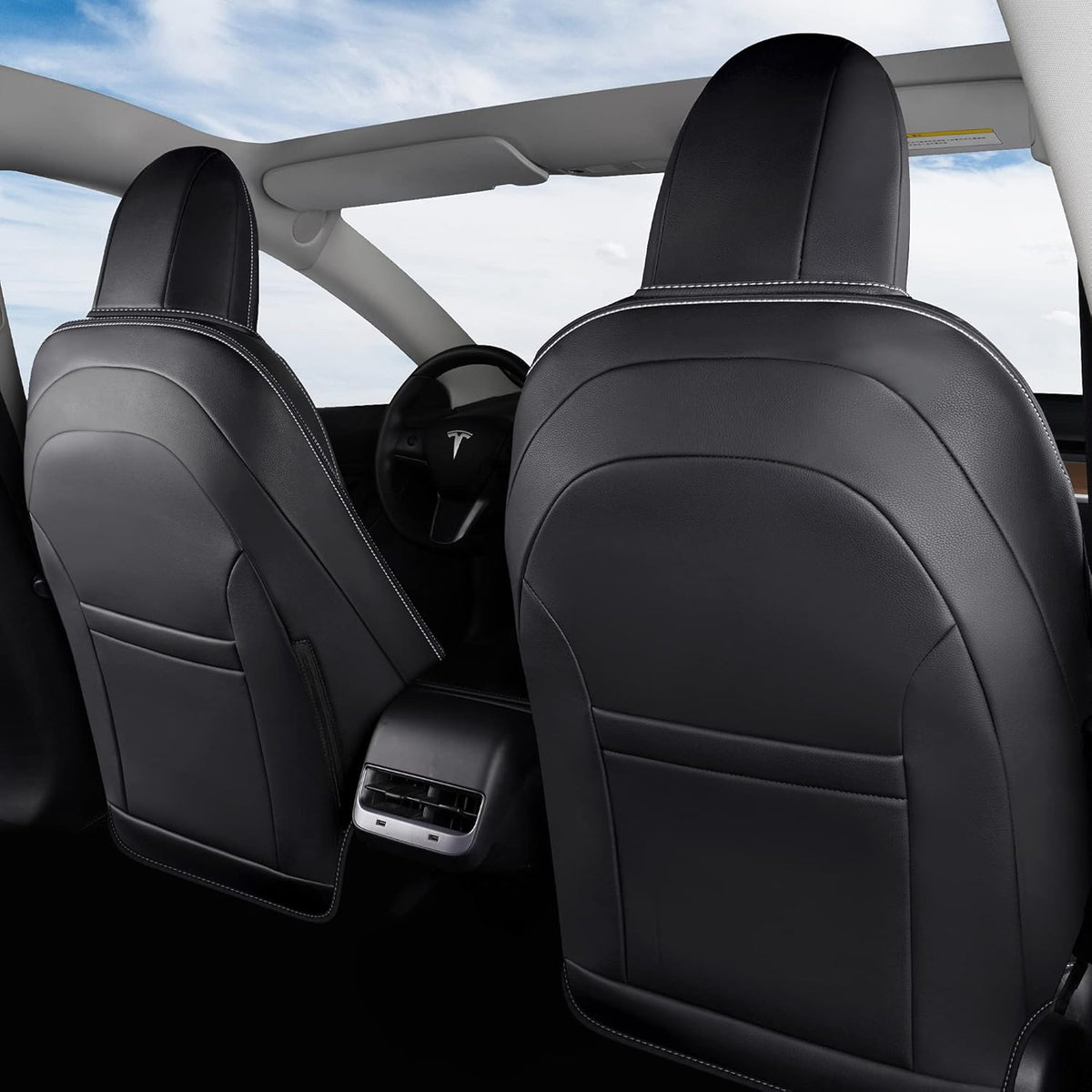 Pu Leather Car Seat Covers Full Set 5 Seatings Black Y845