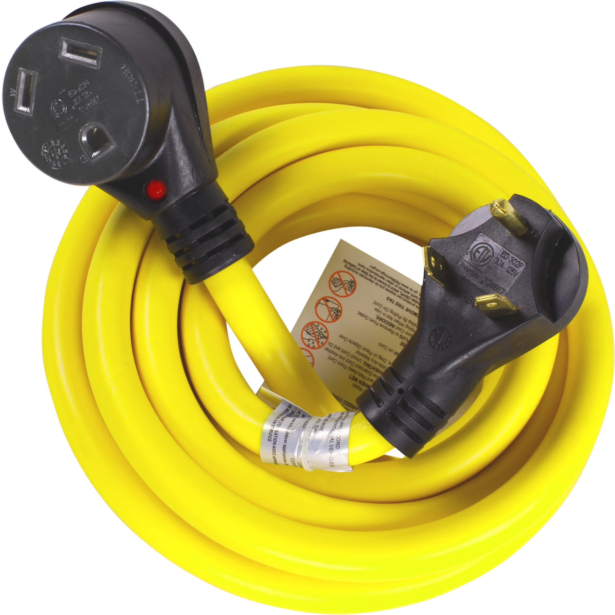 30A RV Power Extension Cord TT30, Safety Yellow, 15 Feet, 125V, 30 AMP A230131