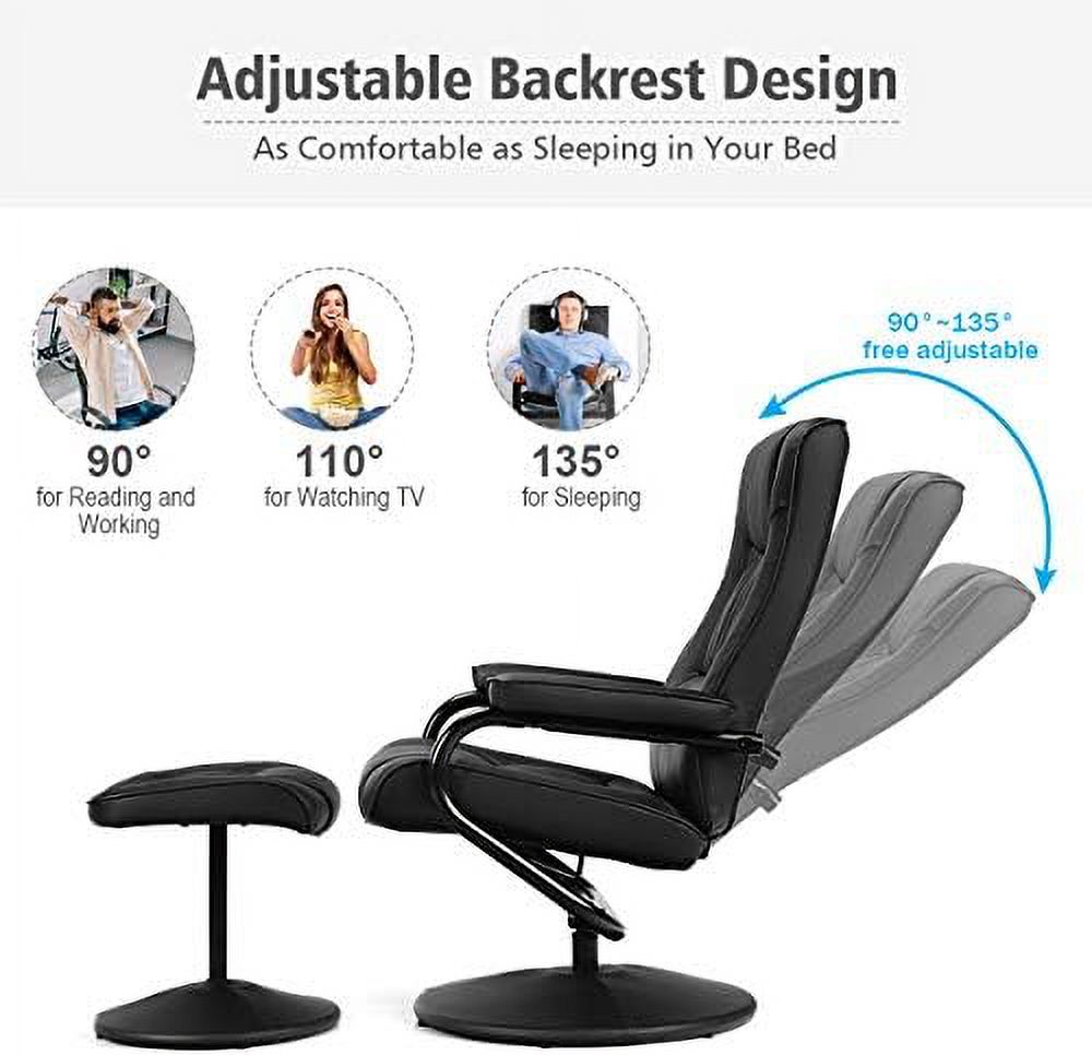 Black PU Leather Recliner Chair with Ottoman O37440