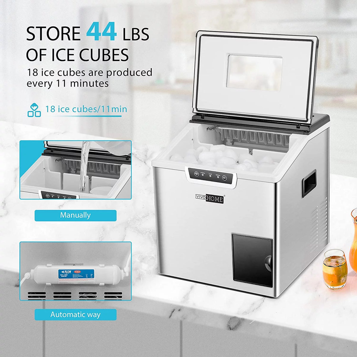 2 in 1 Countertop Ice Maker & Ice Shaver Machine Y687456