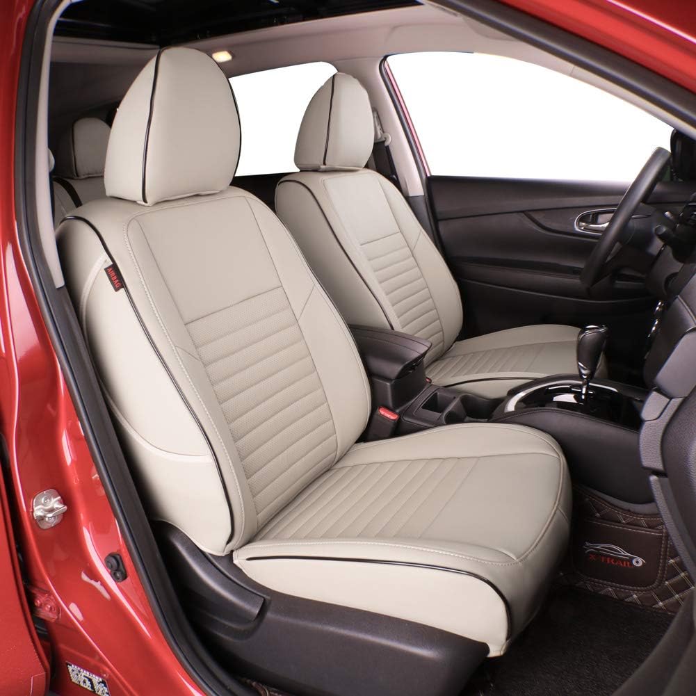 Beige Leatherette Car Seat Covers for Nissan Rogue 2014-2020 D8744