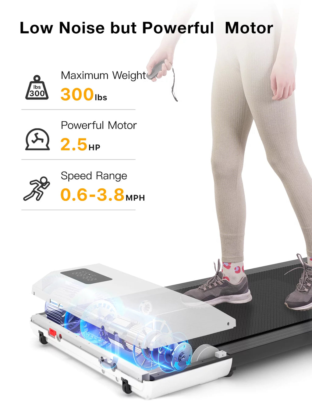 2.5Hp Walking Pad Treadmill with Remote Control and LED Display I80774