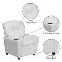 White Vinyl Kids Recliner with Cup Holder M723