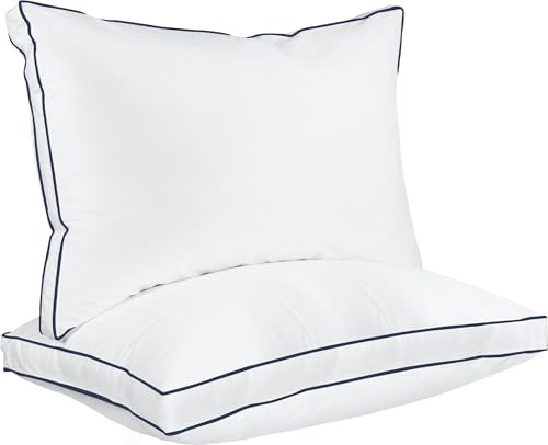King Size White Set of 2 Gusseted Bed Pillows H103