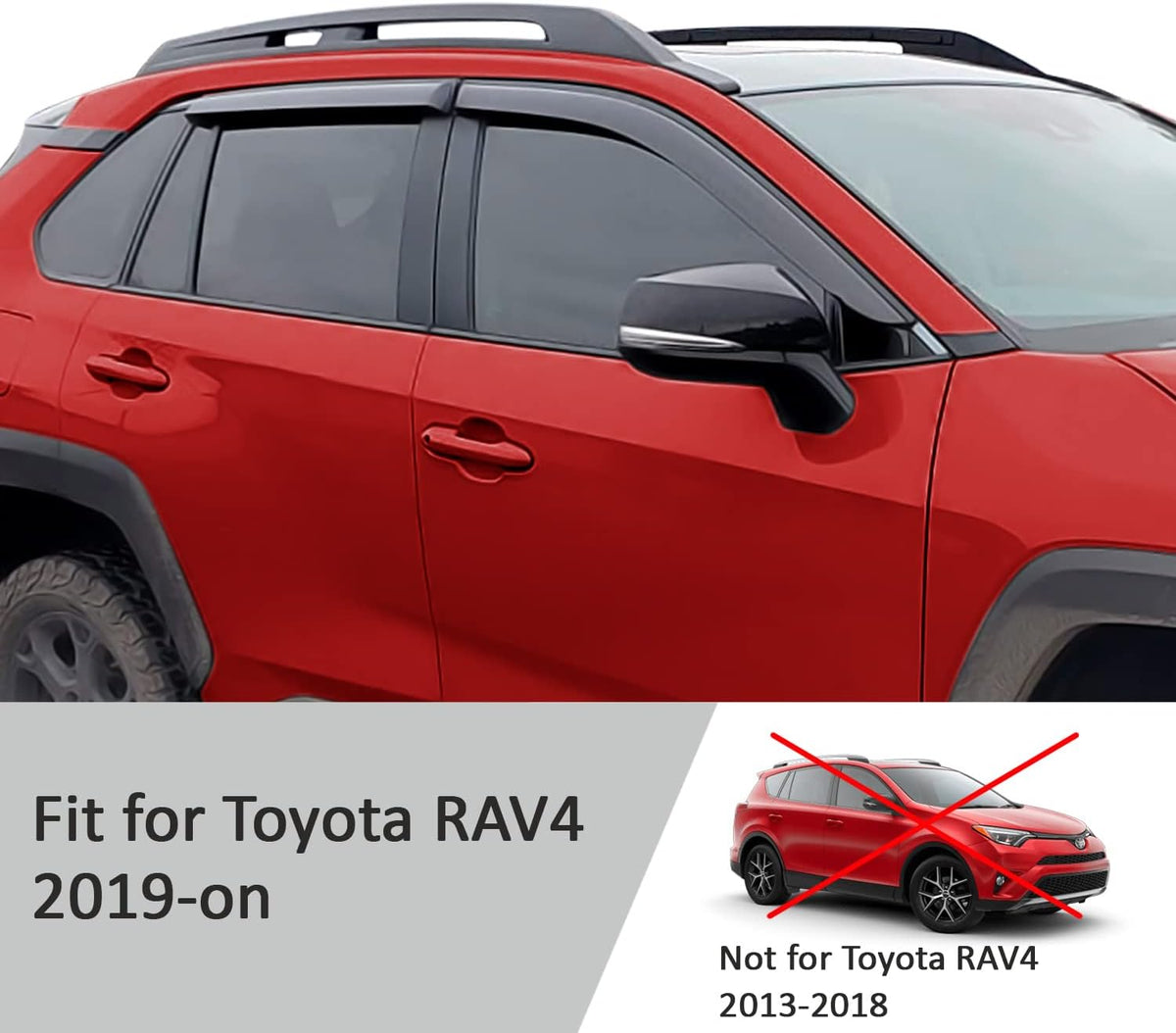 Glass Tape-on Rain Guards for Toyota RAV4 SUV, 4 Pieces K225