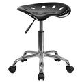 Black Tractor Seat and Chrome Stool E6500