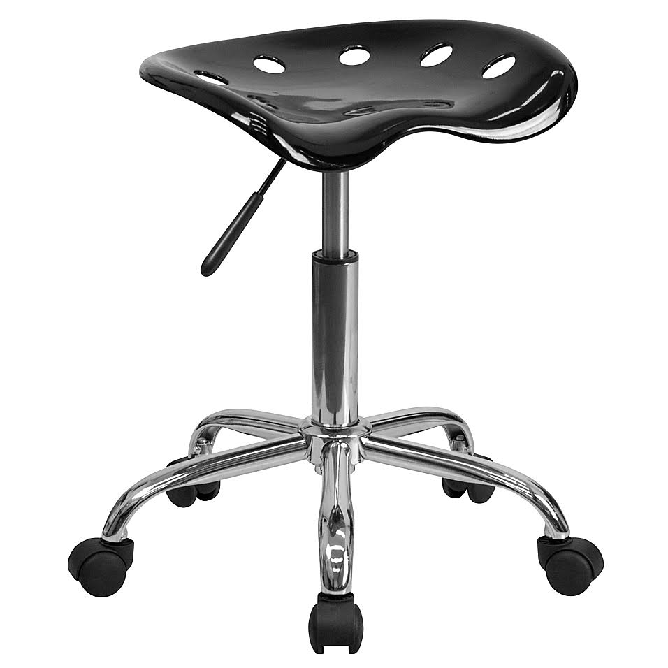 Black Tractor Seat and Chrome Stool E6500