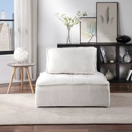 White Lambskin Sherpa Oversized Armless Accent Chair P31850