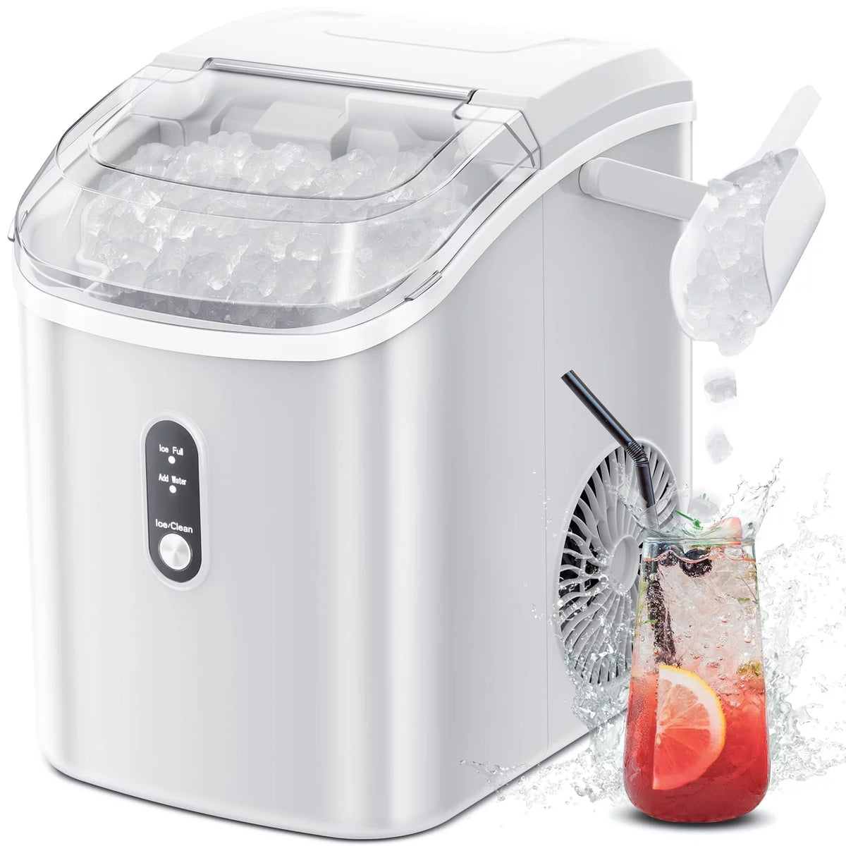 Nugget Ice Maker Countertop with Soft Chewable Pellet Ice, 34lbs/24H, Self-Cleaning, Gray S951