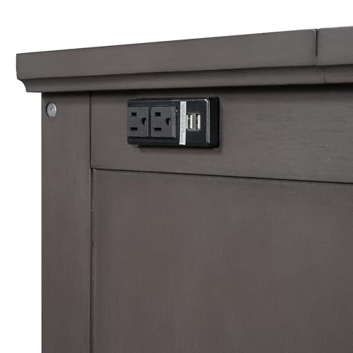 Queen Size Solid Pine Murphy Bed with Charging Station and Storage Drawer H1591