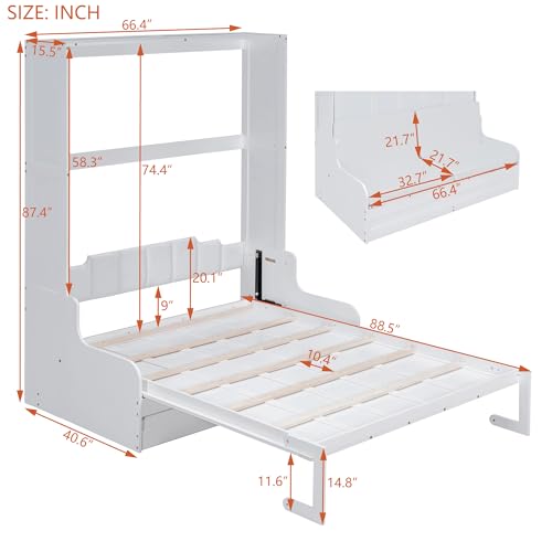 Queen Size Grey Murphy Bed with Sofa and Cushion A29860