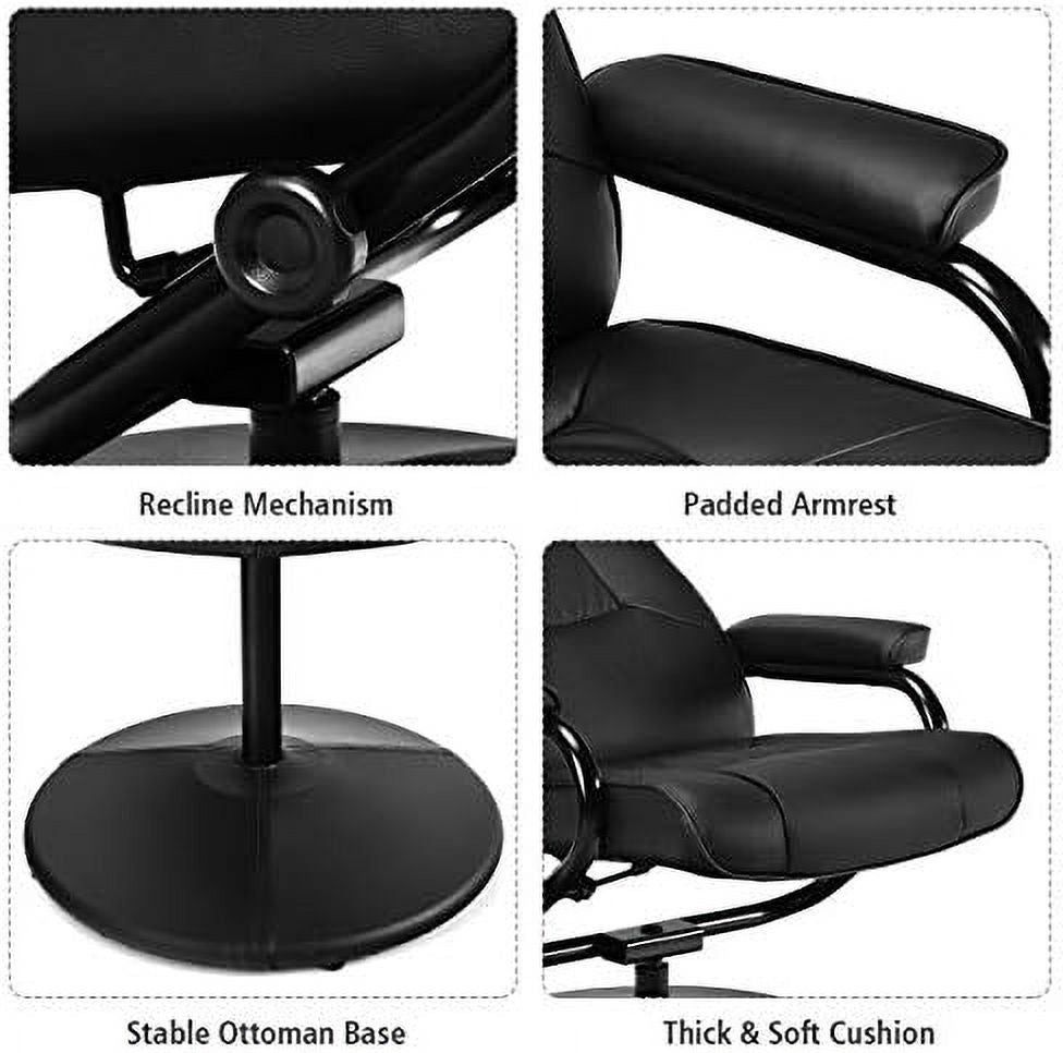 Black PU Leather Recliner Chair with Ottoman O37440