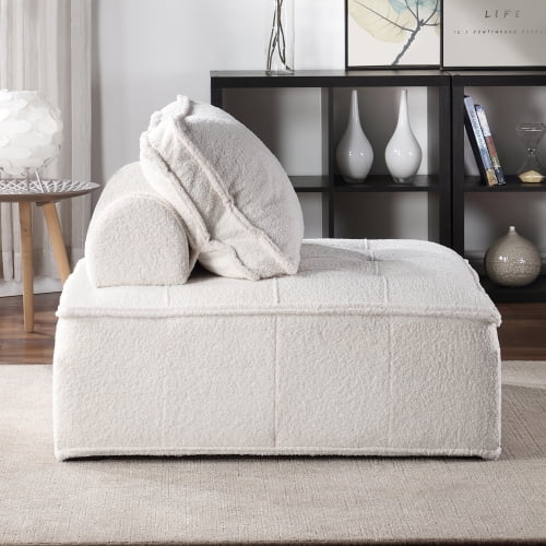 White Lambskin Sherpa Oversized Armless Accent Chair P31850