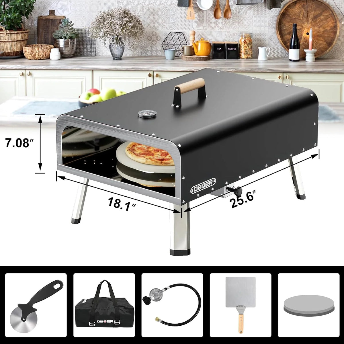 13 Multi-Fuel Rotatable Portable Pizza Oven N21762