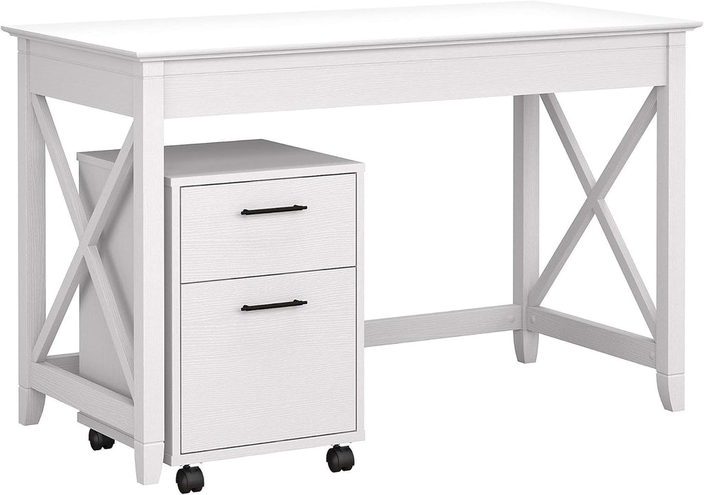 Washed Gray Writing Desk with 2 Drawer Mobile File Cabinet A31706