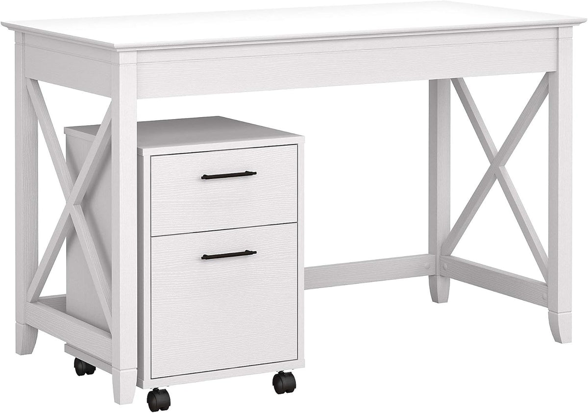 Washed Gray Writing Desk with 2 Drawer Mobile File Cabinet A31706
