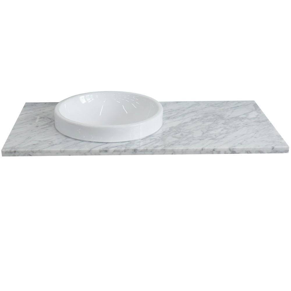 White Carrara Top Single Round Left Sink X581756