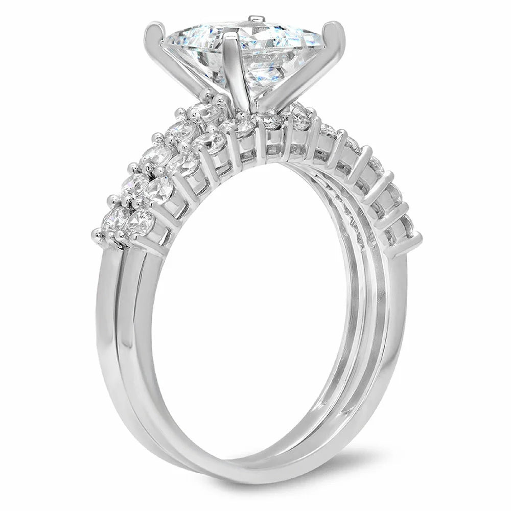 18K White Gold Princess Cut Diamond Engagement Ring Set O22638